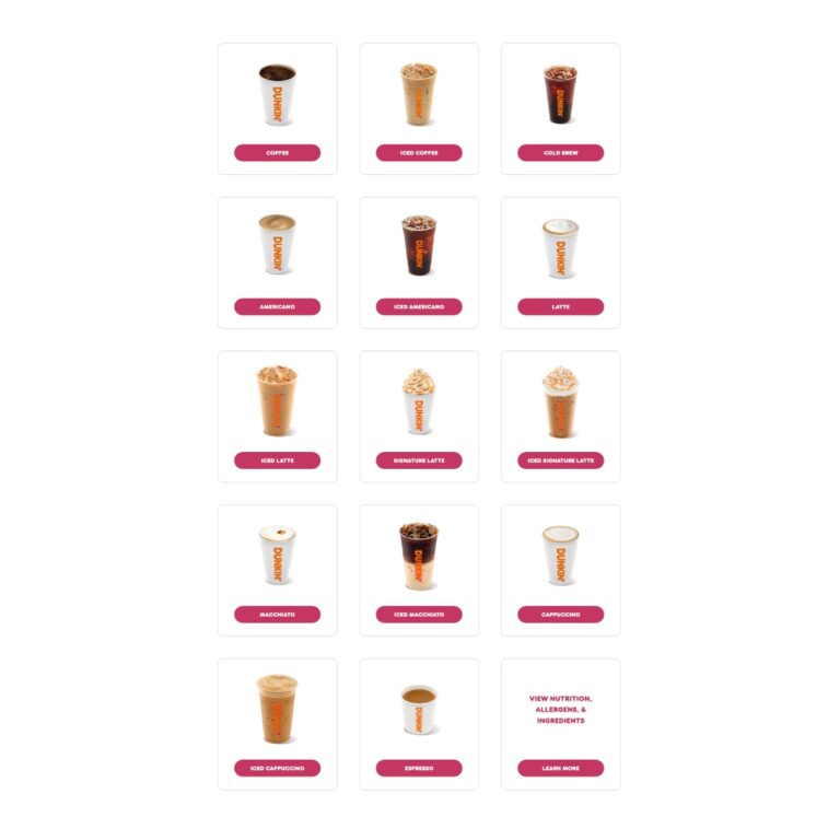 Dunkin Donut Iced Drinks Menu 2024