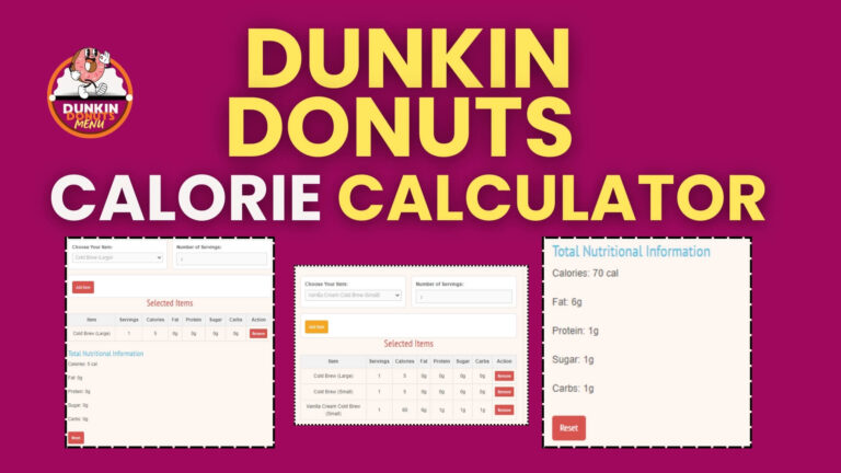 Dunkin Donuts Calorie Calculator